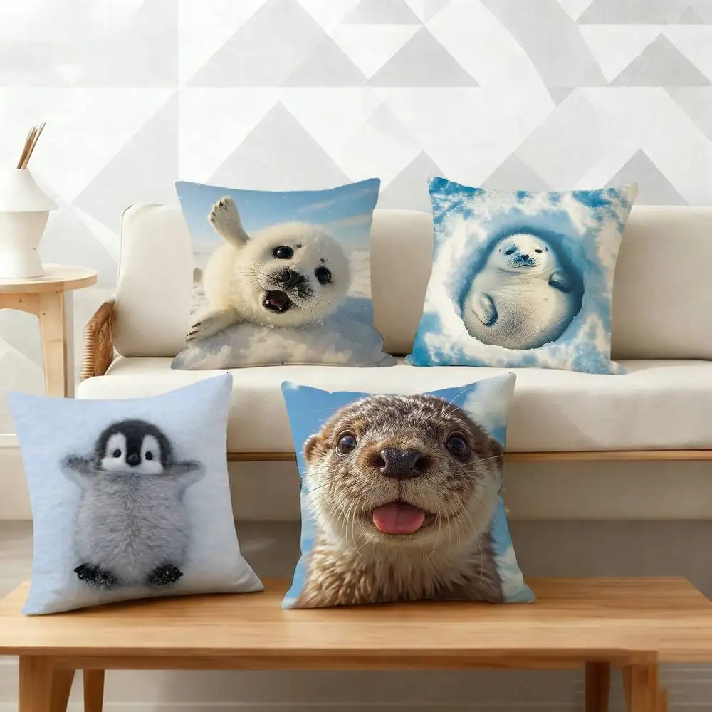

Seal Sea Cute Funny Pillow Case Pattern Printed Pillowcase For Living Room Sofa Cushion Cover