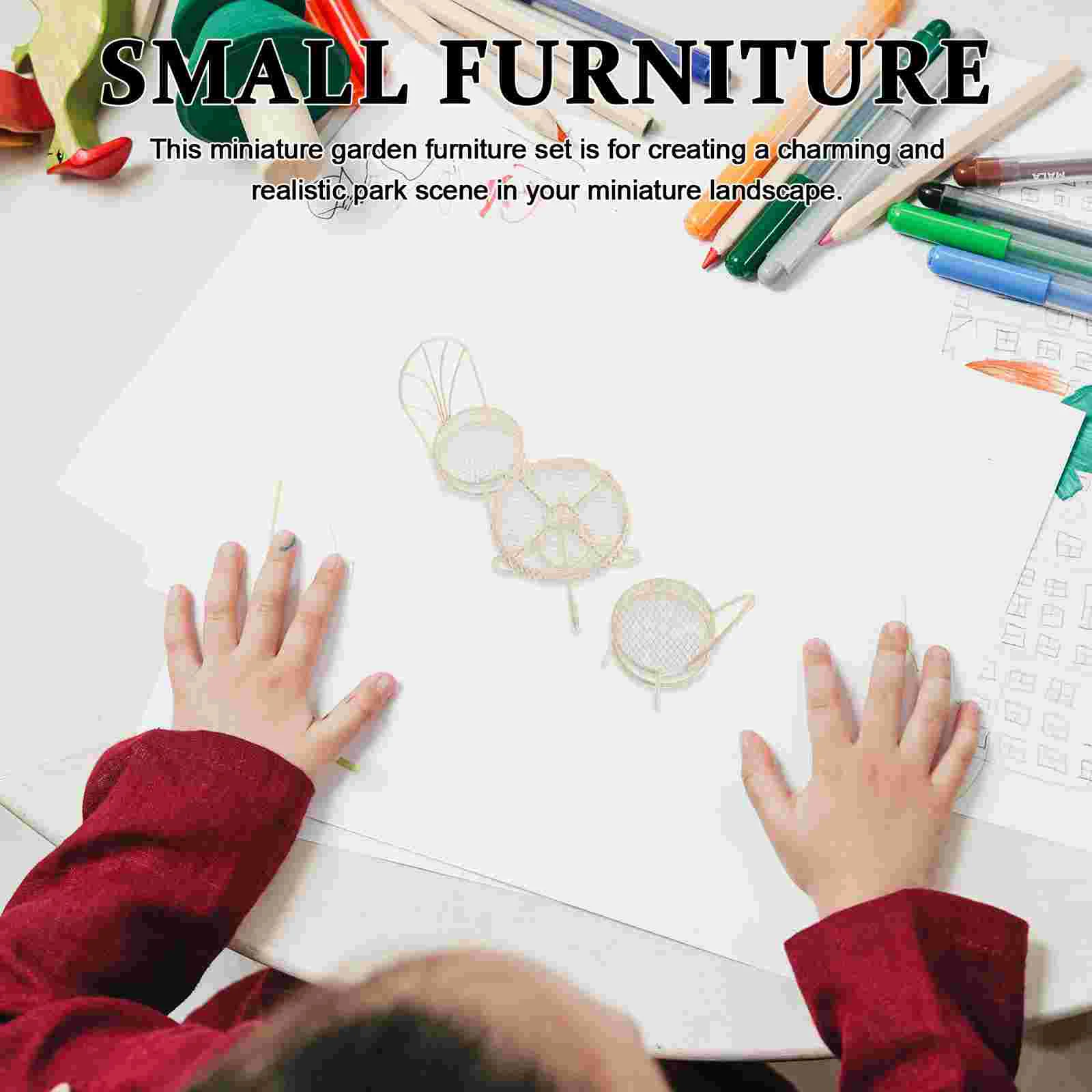Mini tavolo e sedia Set Accessori per la casa delle fate Mobili per casa delle bambole in miniatura Giocattolo da giardino