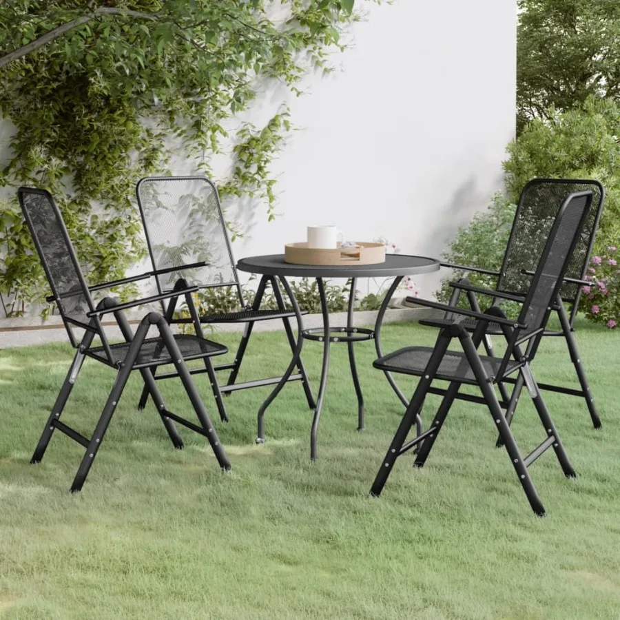 

5 Piece Patio Dining Set Expanded Metal Mesh Anthracite
