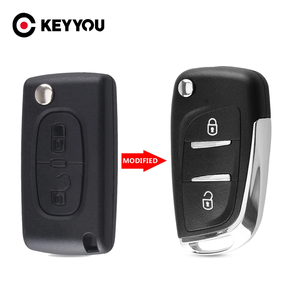 KEYYOU zmodyfikowany Filp składany obudowa pilota z kluczykiem samochodowym Case dla Peugeot 207 307 407 408 308 dla Citroen C4 C2 HU83/VA2 ostrze