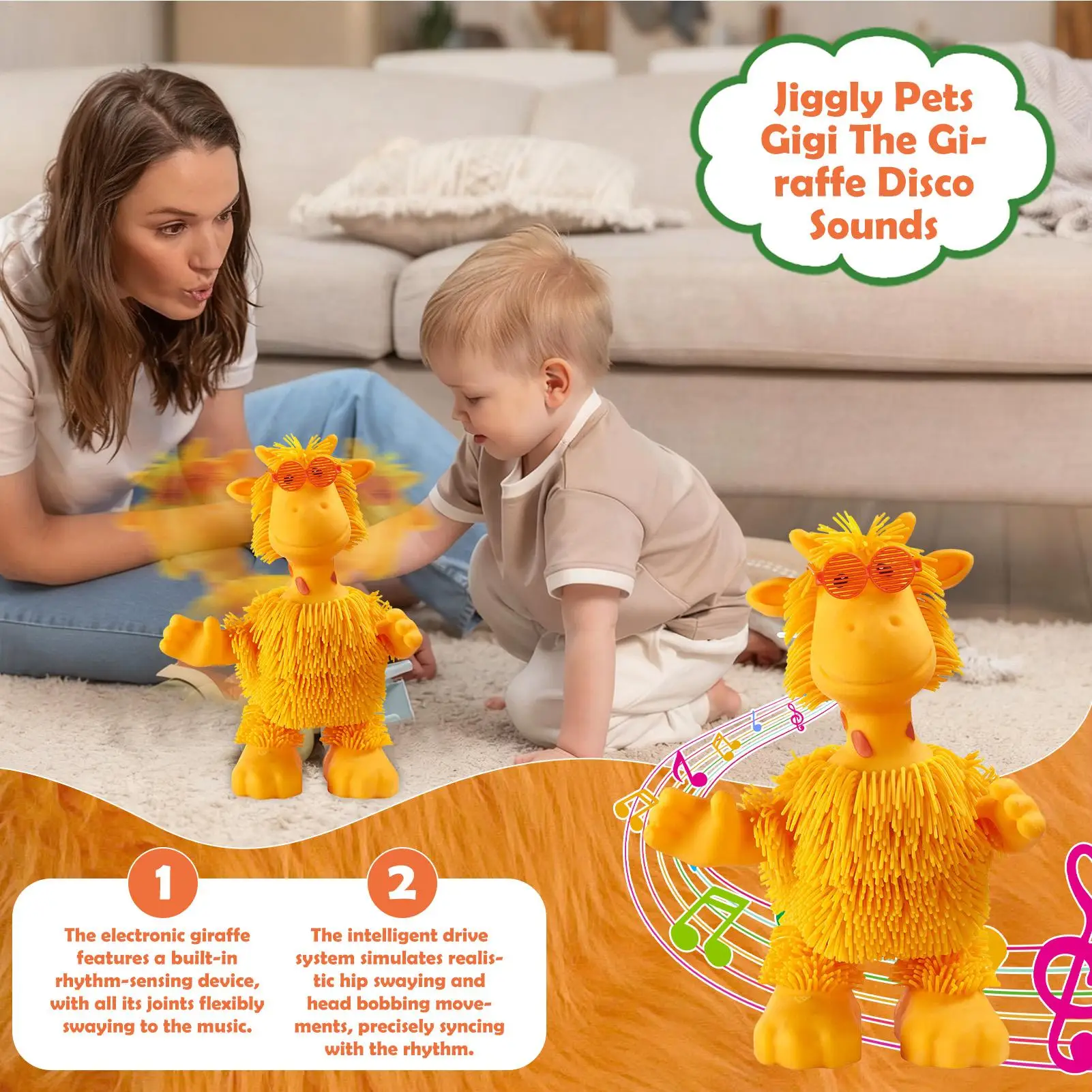 لعبة دمى الرقص اللطيفة على شكل زرافة دمى ناعمة مع موسيقى للأطفال والأطفال في المنزل وعطلات ما قبل المدرسة وعيد الميلاد #1