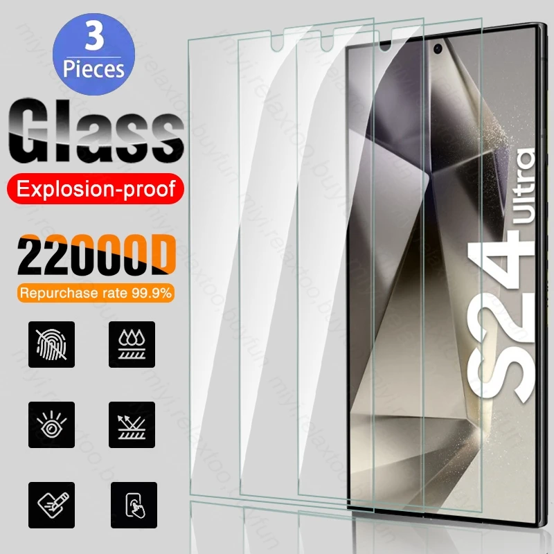 Sumsung S 24 Ultra Glass 3Pcs 9H Premium Tempered Glass For Samsung S24 Ultra S24Ultra S24+ Full Cover Screen Protector HD Film