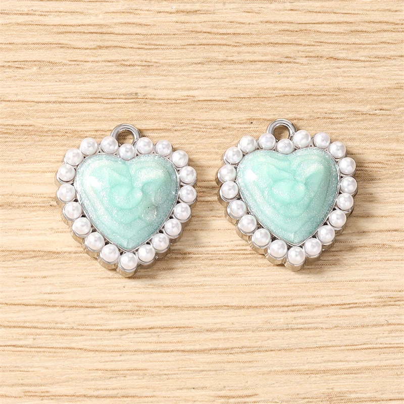 5 Stück niedliche, bunte, gemischte Metall-Herzanhänger für die Schmuckherstellung, Halsketten, Ohrringe, Armbänder, DIY-Bastelarbeiten und Accessoires – Detail 14
