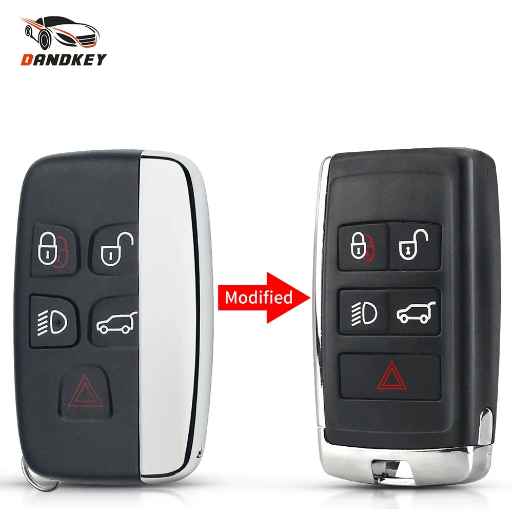 Dandkey 5 Buttons Upgraded Remote Key Shell Case Fob for Land Rover Range Rover LR2 LR4 fit Jaguar F-Pace F-Type XE XF XJ