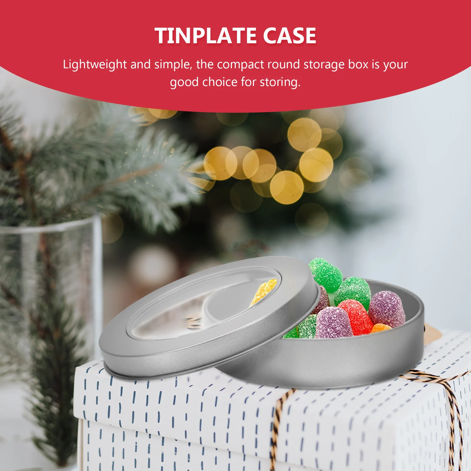 

10Pcs Tinplate Cookie Candy Container Simple Round Box Durable Storage Can Exquisite Craftsmanship Elegant Appearance