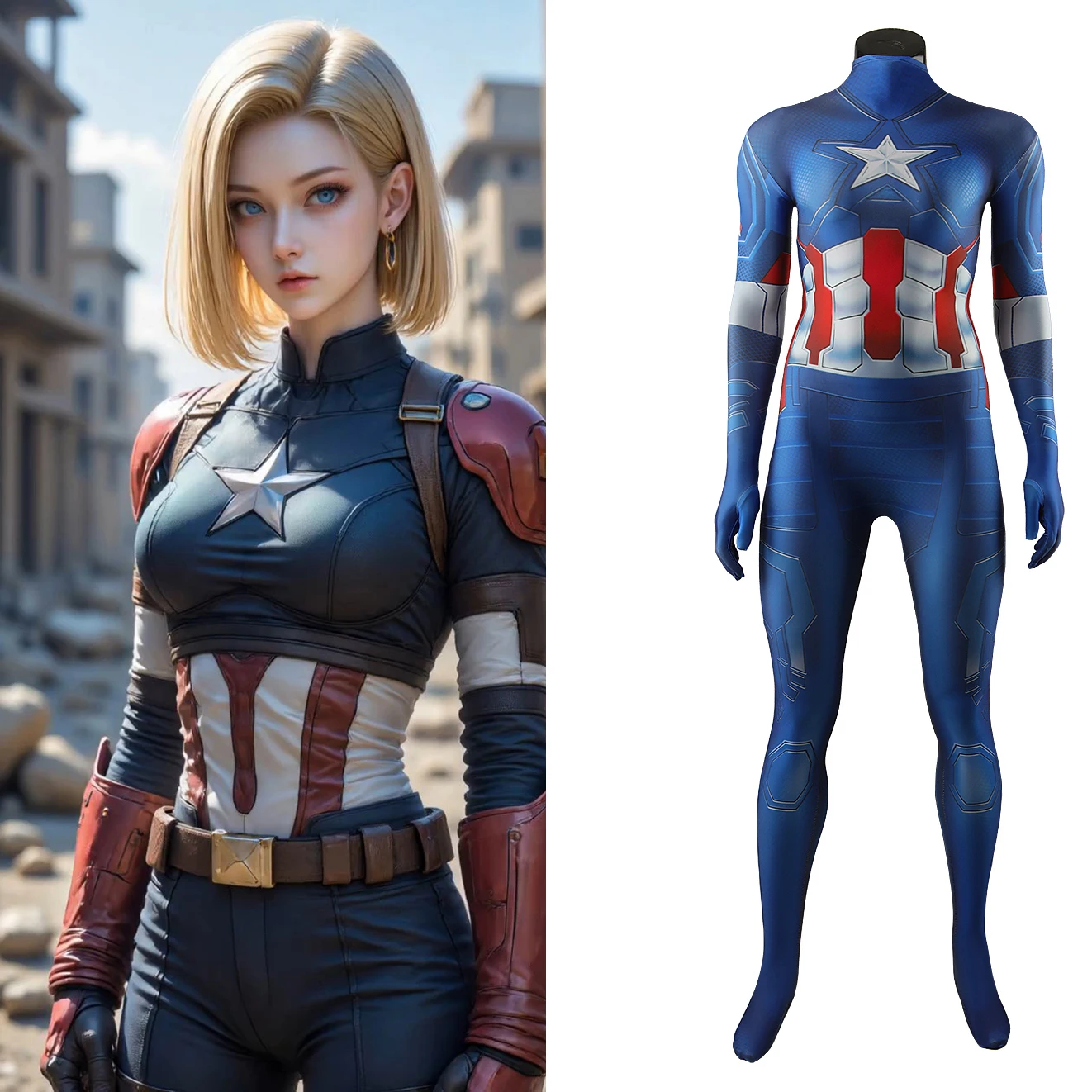 

Captain America Cosplay Female Girls Captain Woman Costume 3D Printed Spandex Zentai Suits Outfits Halloween Costume Adult Kids