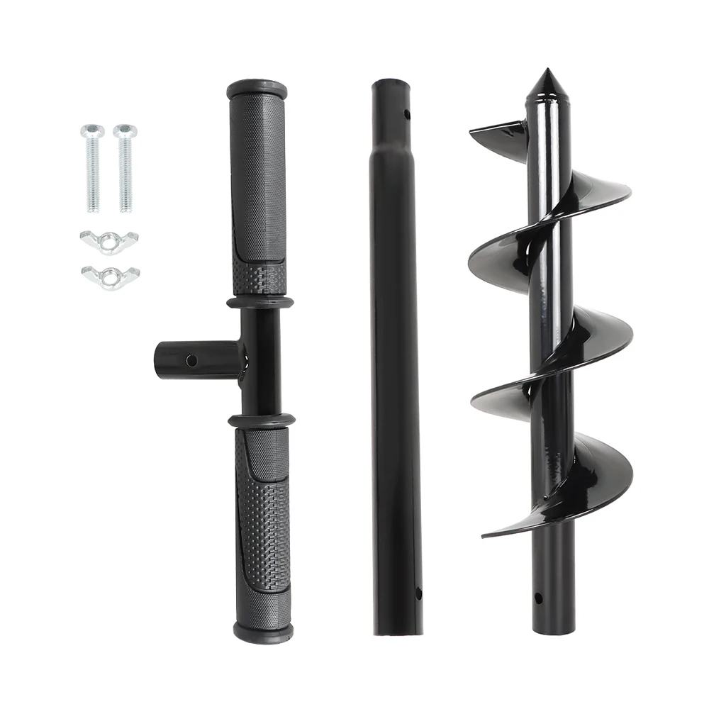 4 x 24 Inch Hand Operated Auger Drill Bit T Shaped Manual Hole Auger Spiral Drill Bit for Planting Bulbs Potted Plants