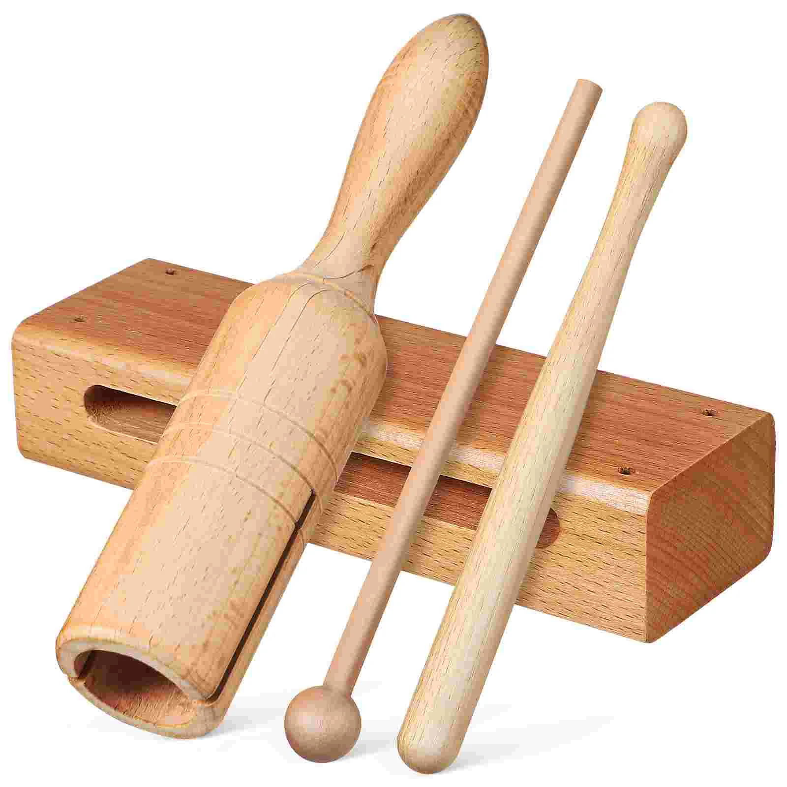 2 Sets Musical Instruments Toy Orff Wooden with Mallets Block Pedicure Single Tone Handheld