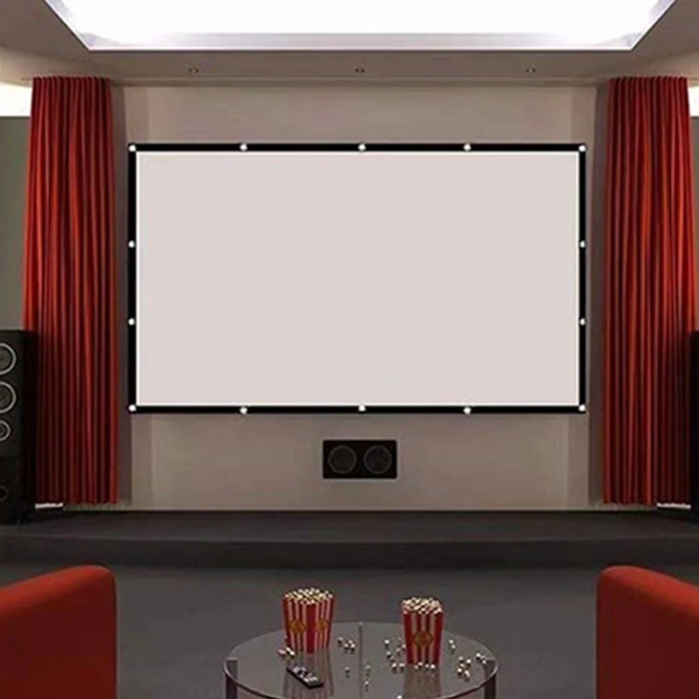 

Portable Projector Screen Polyester Material Reinforced Edges Uniform Wiring Metal Buckles Punch Free Easy Hang
