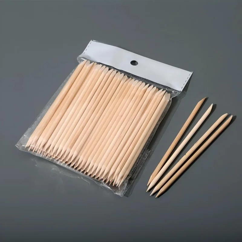 100/1000 pièces Bâtonnet en bois à double embout pour le retrait de vernis à ongles, le gommage et le repoussage des peaux mortes, pratique pour la beauté des ongles.