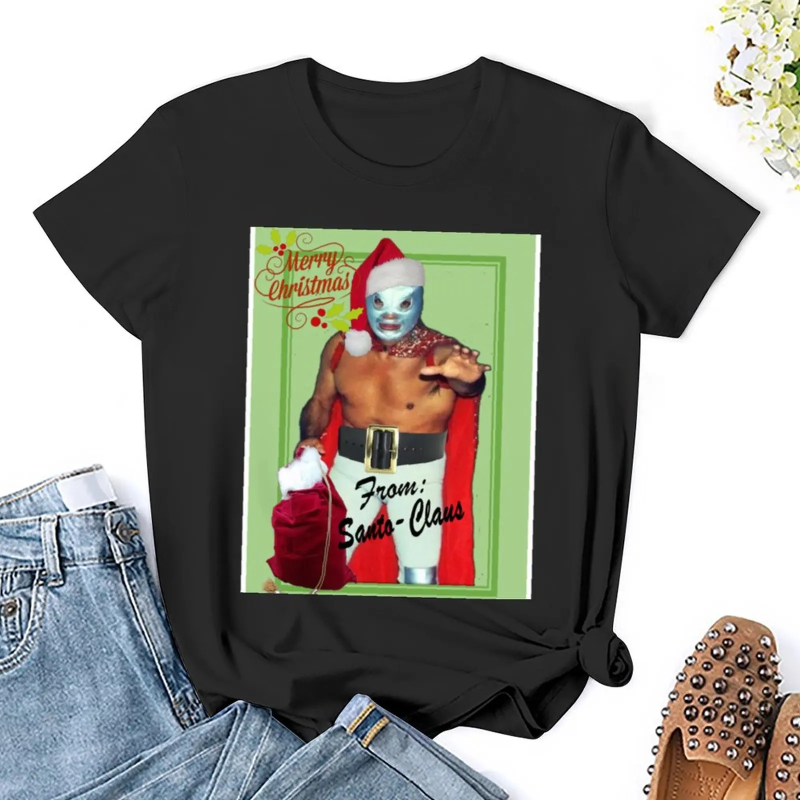 Santo Claus T-Shirt plus size tops korean fashion workout shirts for Women loose fit image 5