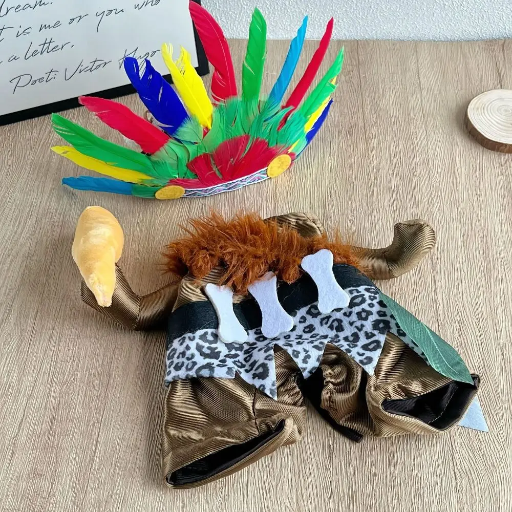 

Funny Pet Transformation Outfit Adjustable Indian Chief Outfit Pet Costume Cat Dog Cosplay Costume Sets Novelty Clothing