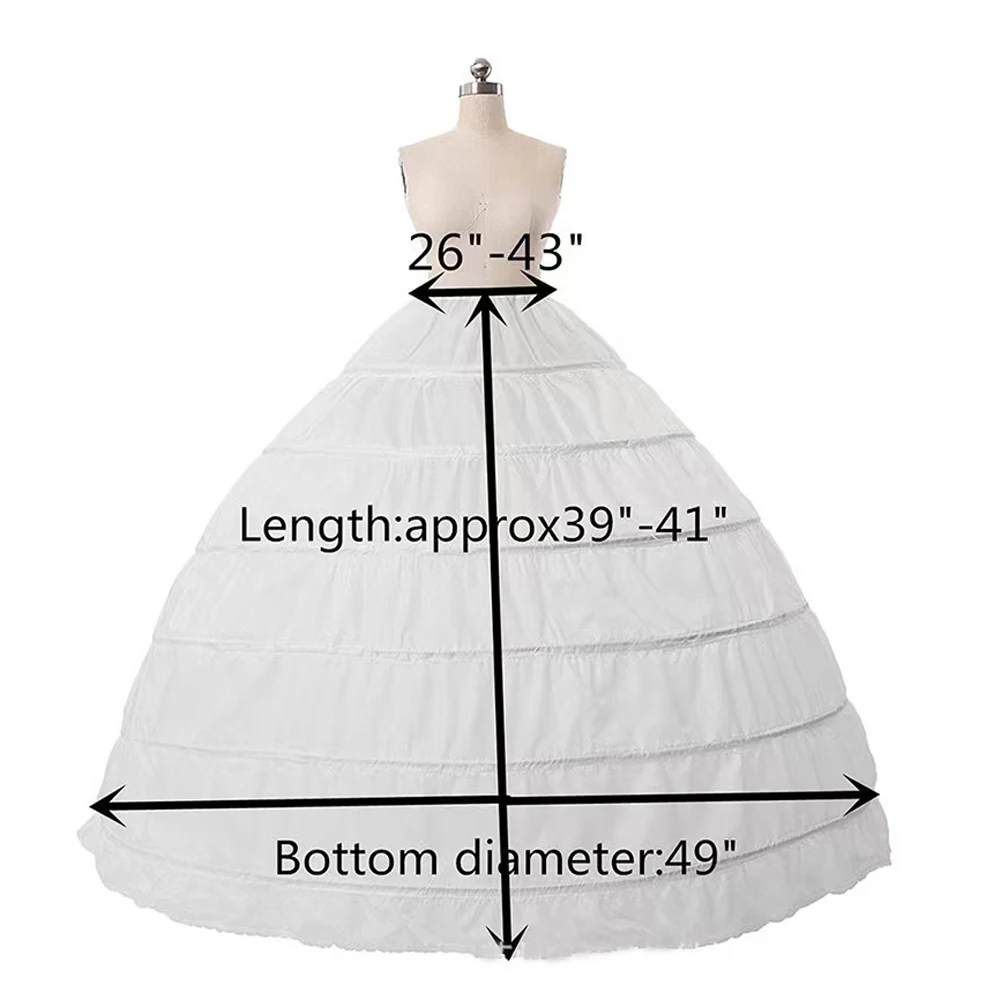 2024 Cheaper Wedding Dress Petticoat 6 Hoop Elastic Waist Bridal Gown Drawstring Skirt Petticoat Underskirt Crinoline for Women