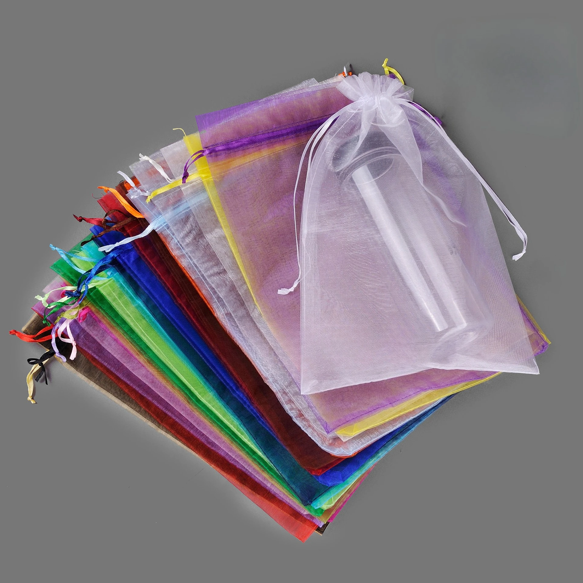 10 Uds. Bolsa grande de Organza de 20x30cm, bolsas transparentes con cordón de malla para boda, bolsas de regalo de dulces de Navidad, embalaje de joyería
