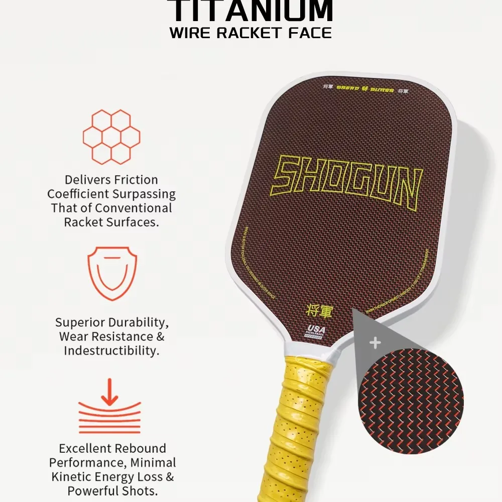 SHOGUN Klassischer Pickleball-Schläger, Titan-Drahtflächen-Design, USAPA-Zertifiziert, EPP-Schaumkern, Rutschfester Griff, Liga-Modell – Detail 5