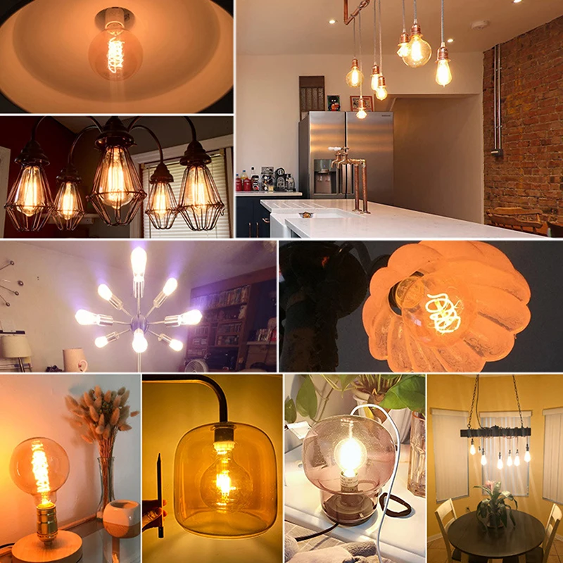 레트로 빈티지 LED 필라멘트 백열 전구, 노란색 전구, 홈 데코, 빈티지 램프, 220V, 110V, E27, 40W