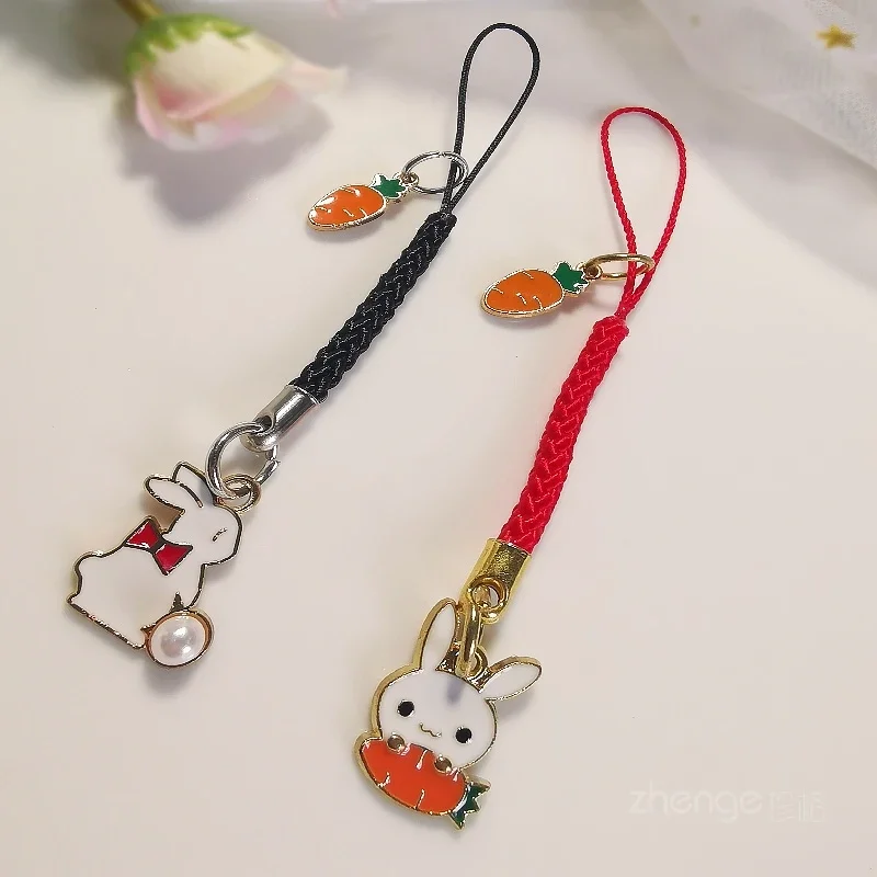 Mobile Phone Lanyard Rabbit Radish Pendant Multi Vehicle Keys Strap USB Drive Rope Phone Lanyard Handcrafted Couple Lanyard Key