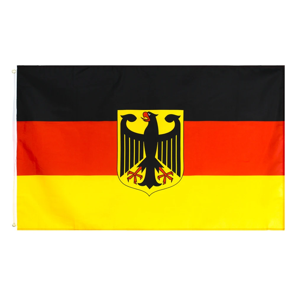 Large Germany Eaglehawk Flag Polyester German Deutschland Flying Banner with Metal Eyelets Coat of Arms Eagle Flag 90x150cm