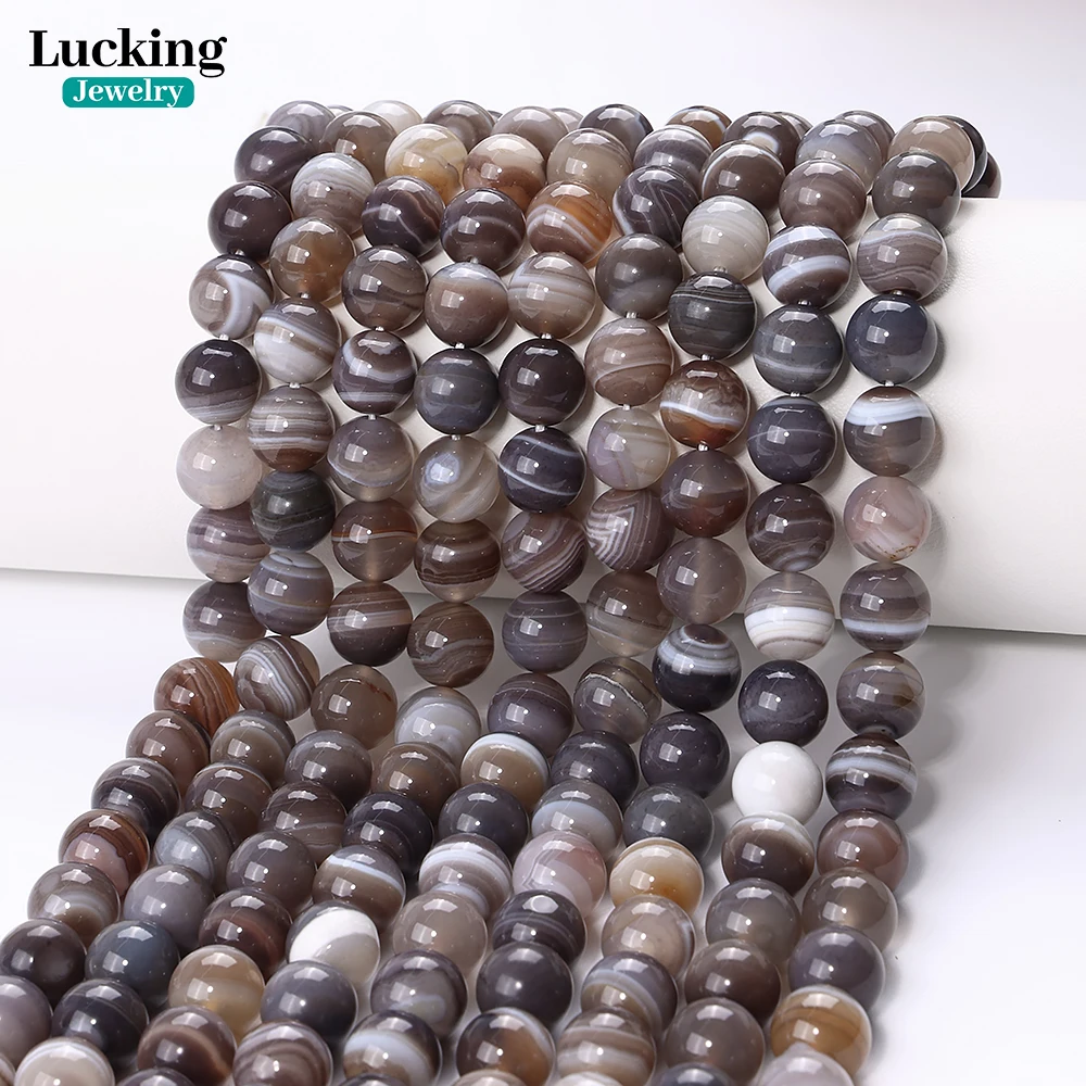 

100% Natural 10mm Coffee Stripe Agate Loose Sardonyx Beads For Jewelry Making Bracelet Necklace Accessories 15''