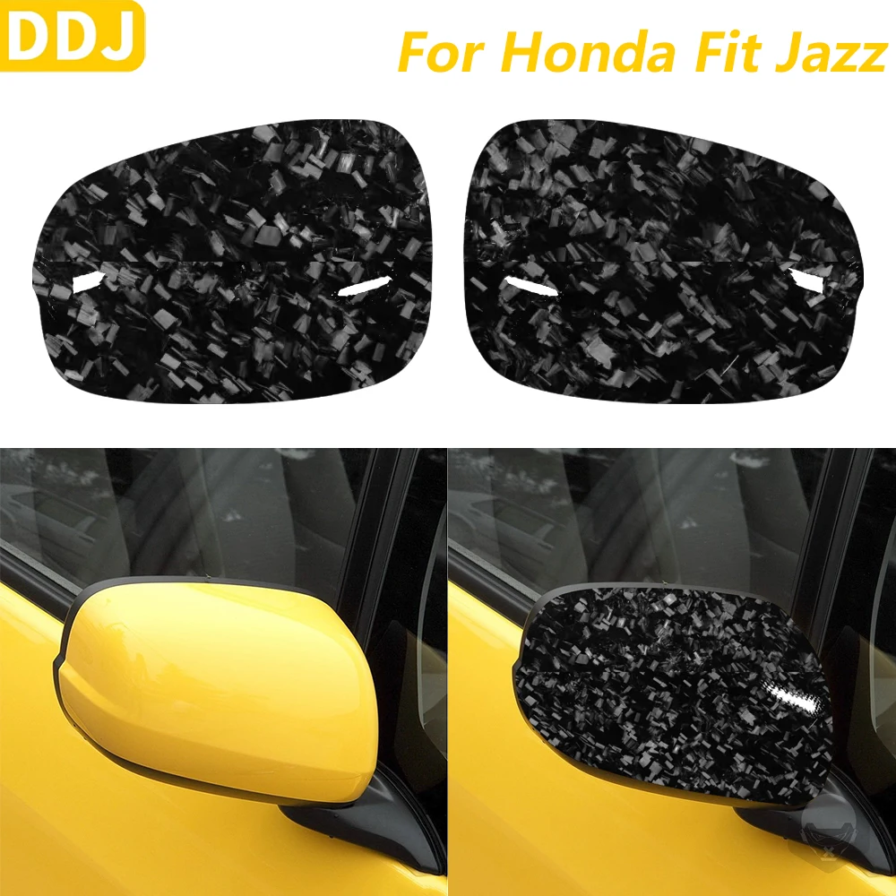 For Honda Fit Jazz 2008-2013 Car Accessories Modification Real Forged Carbon Fiber Rearview Mirror Housing Protective Cover Trim