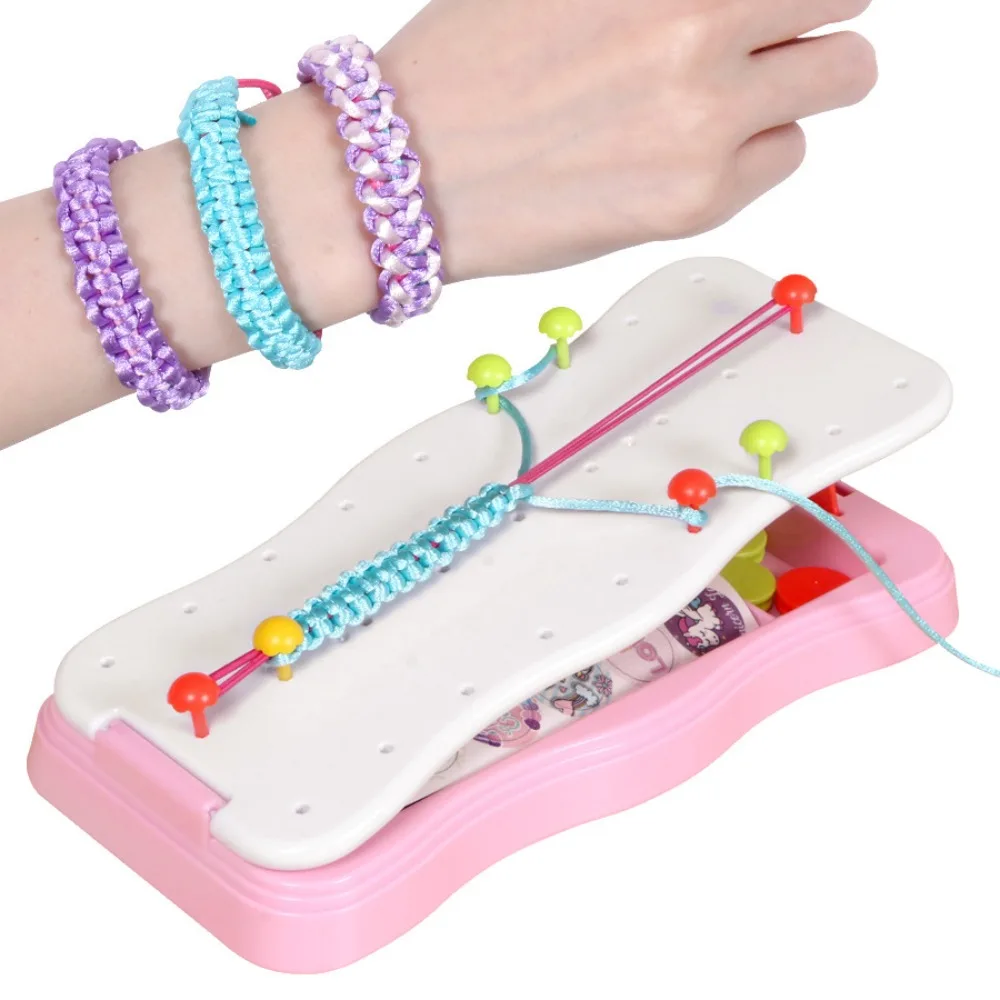 女の子向けクラフト-diy-友情ブレスレットキット-ポータブルで見栄えの良いブレスレット作成キット-ストリングメーカー-パーティーの記念品