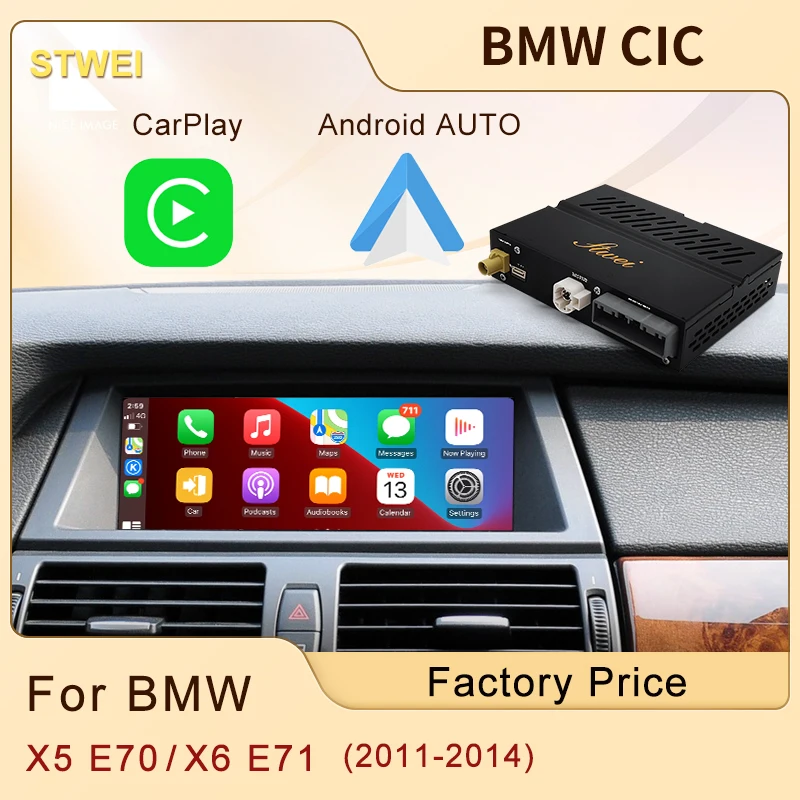 STWEI Wireless CarPlay Module Box For BMW CIC X5 E70 X6 E71 2011-2014 Car Play Android Auto Mirror Link Front Rear Camera