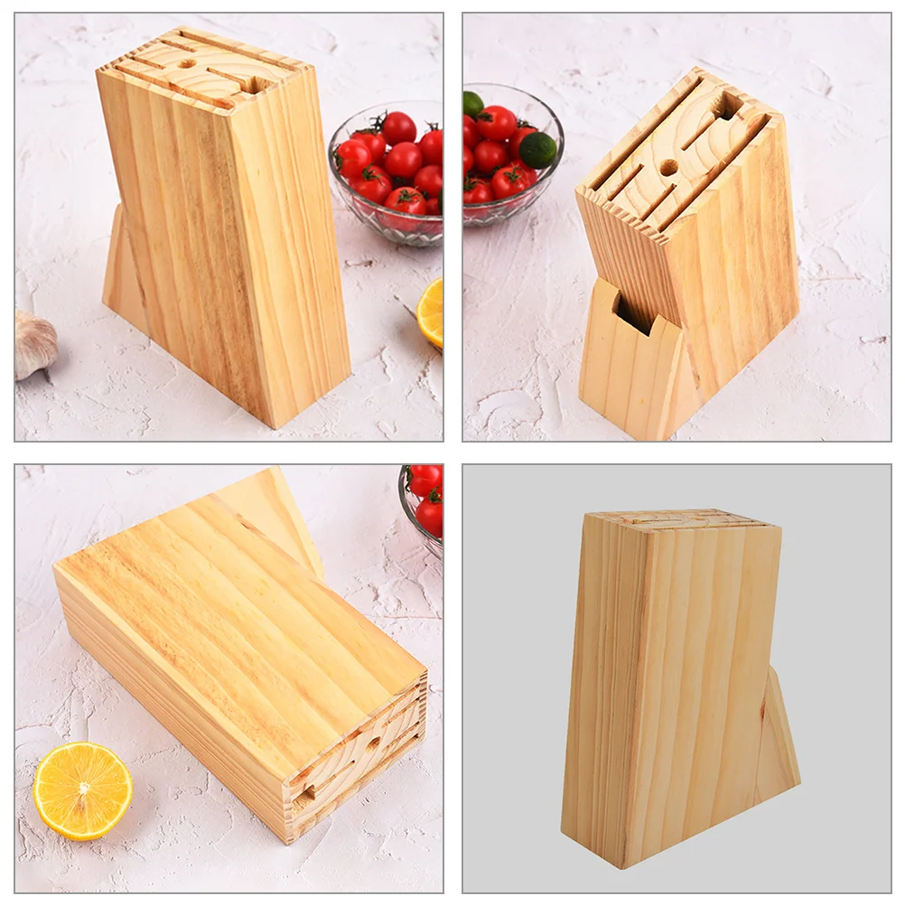 Stand Wooden Knife Holder Multi-functional Storage Rack Kitchen Organizer Scissor