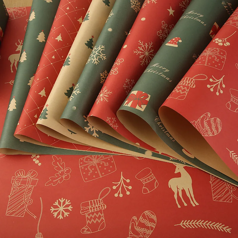 50x74cm Christmas Gift Wrapping Craft Paper Gift Decoration Diy Paper Bag New Year Birthday Wedding Party Gift Packaging Papers