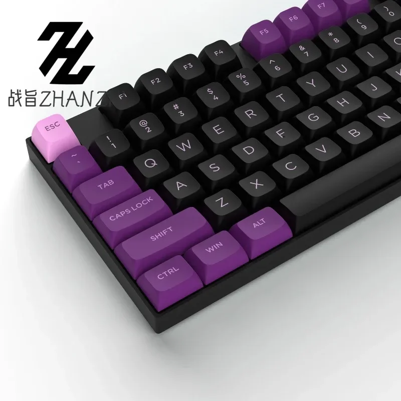 189 Key PBT Keycaps Double-shot Black Purple ISA Profile Key Cap for Cherry MX Switches 61/68/108 Mechanical Gaming Keyboard