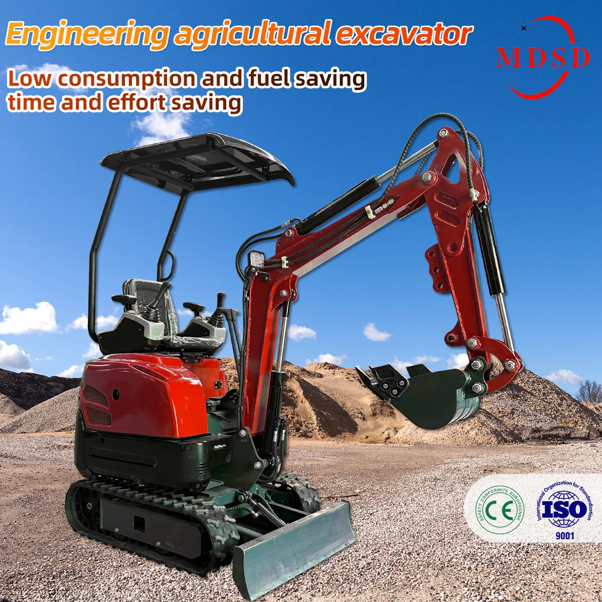 Mini Excavator DDP Pengiriman 1.2 Ton Excavator Kecil Hidrolik Aksesoris Lengkap Excavator Pertanian Untuk Mesin Kubota Epa Euro 5