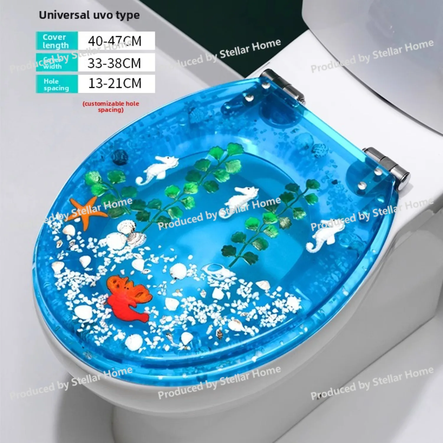 Crystal Color Resin Toilet Seat Lid Locking Transparent Soft Close UVO Universal Thickened Ocean Waterproof Urea - Image 4