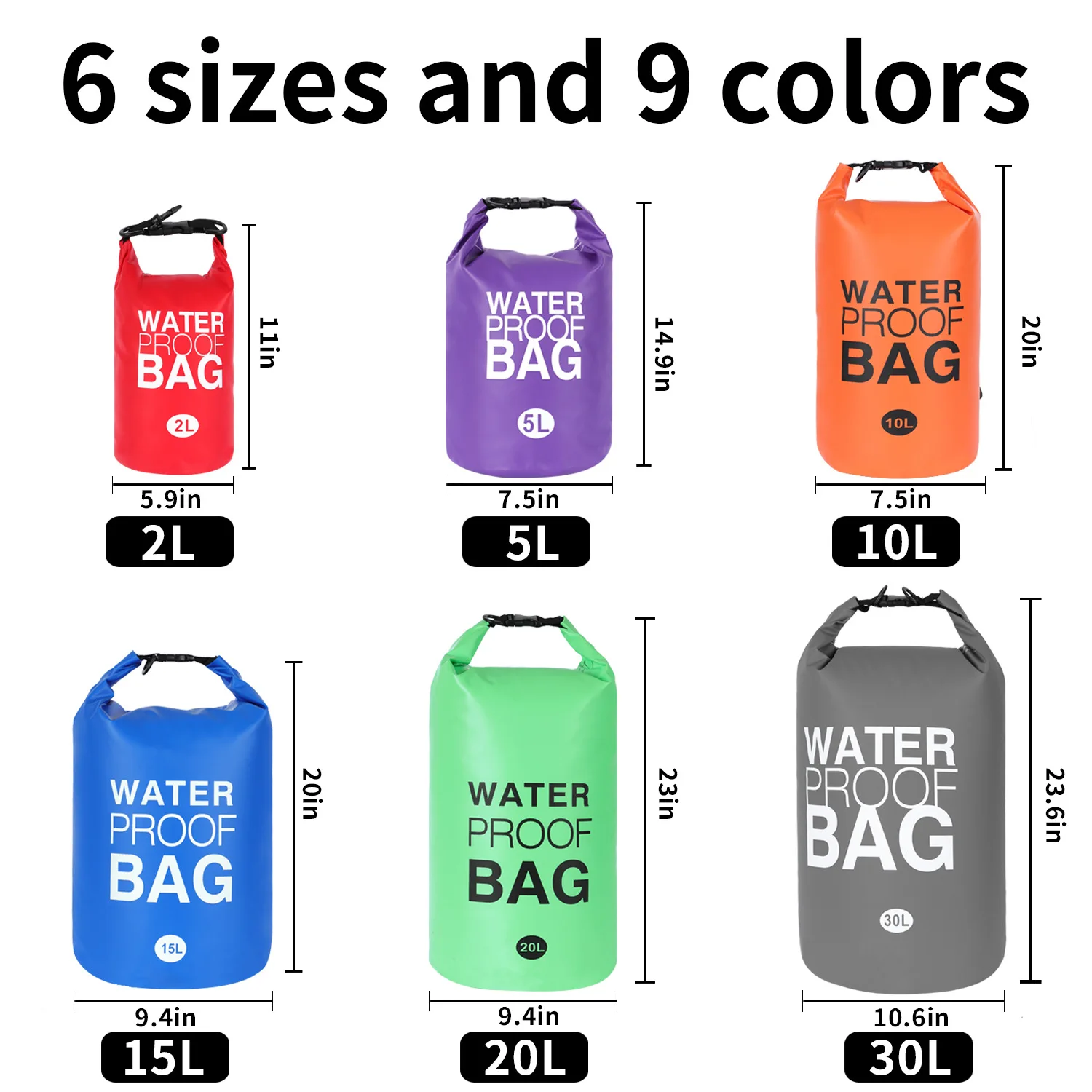 2/3/5/10/15/20/30L Outdoor Waterproof Dry Bag Portable Rafting Diving Dry Bag Sack PVC Swimming Bags for River Trekking Floating - view 6