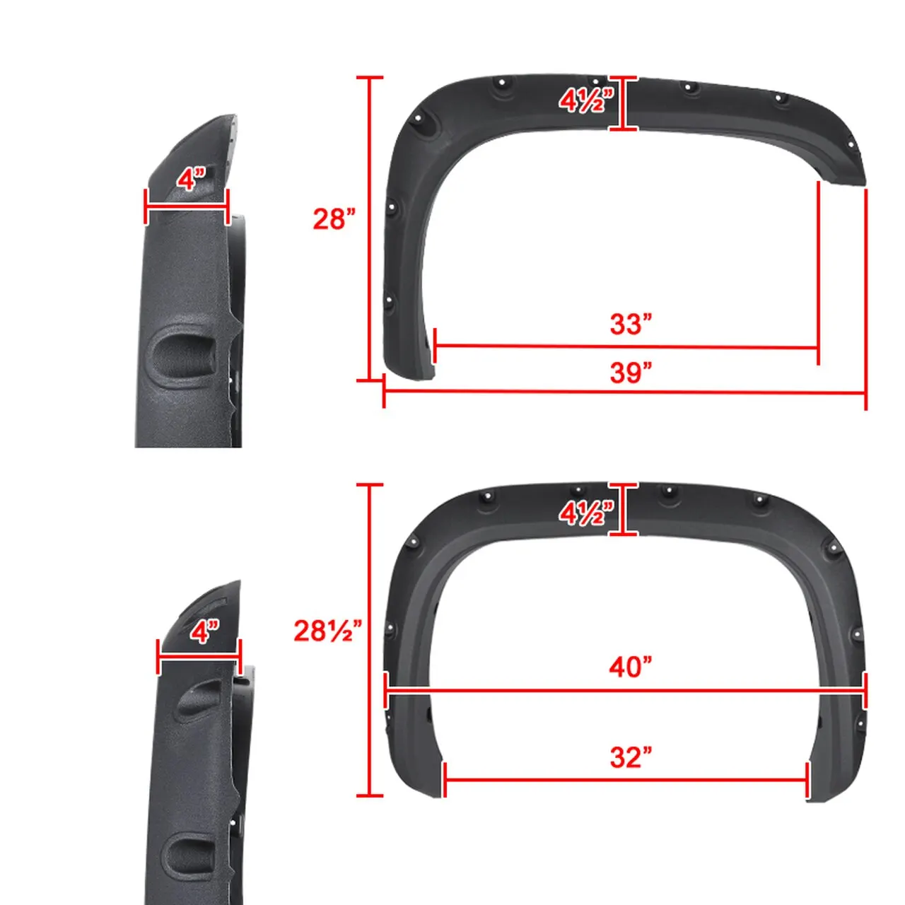 FENDER FLARE FOR DODGE RAM 1500/2500/3500 Rough Texture Pocket Rivet Fender Flares