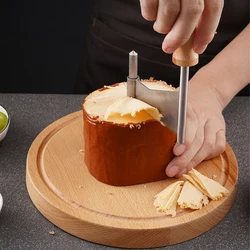 wood Cheese Curler Best for Cheese Wheel or Chocolate Multifunctional Rust-Proof Shredder Cheese Curler Girolle with handle