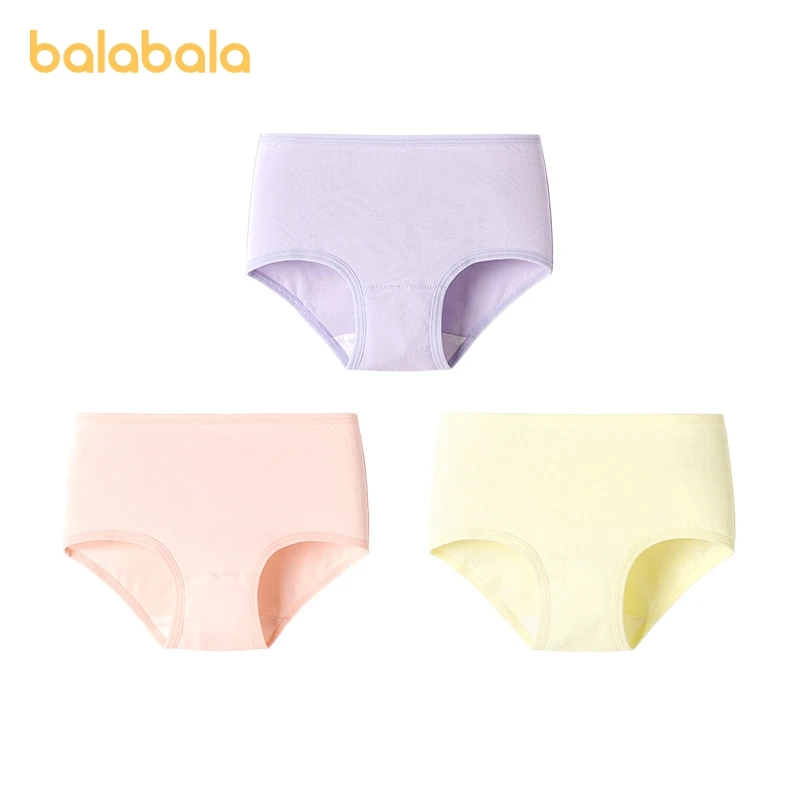 

Balabala Underwear Girls Triangular Square-Cut Briefs Non-Pinch for Older Younger Children Babies Cotton Shorts Pack of Three