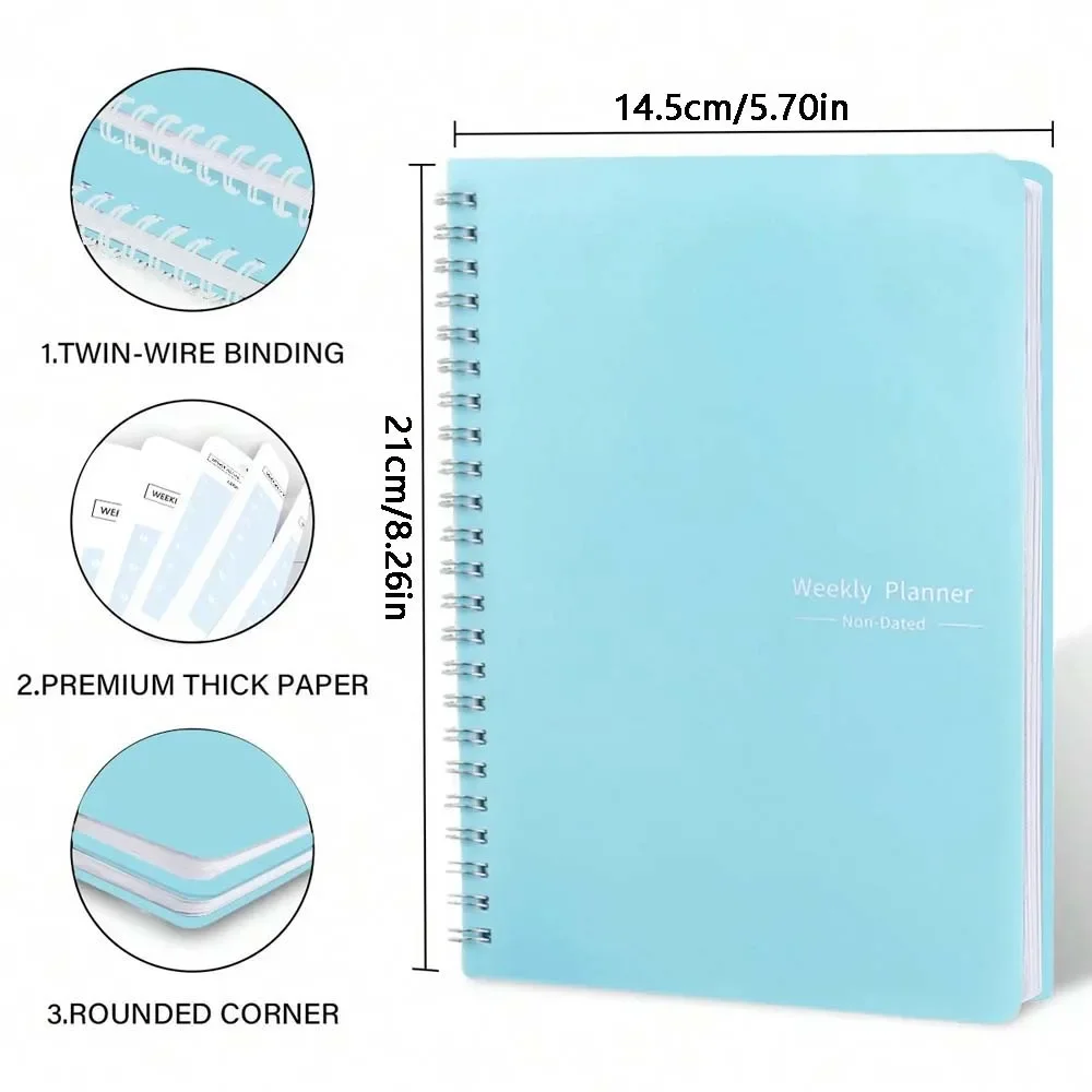 A5 Weekly Planner Coil Daily Planner Simple Stylish Portable Notebook for Study School Office Note-taking Budget Monthly Planner - view 2