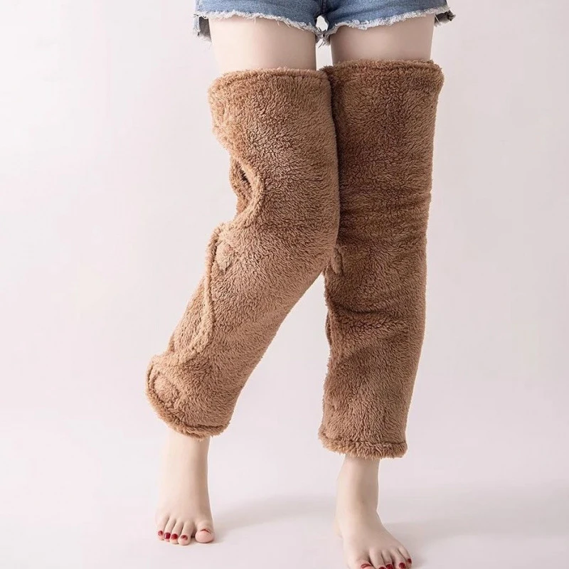 

Fluffy Thigh High Socks Women's Fleece Lined Over Knee Socks Soft Thermal Winter Wear Stockings for Home Holiday Gift Ideas