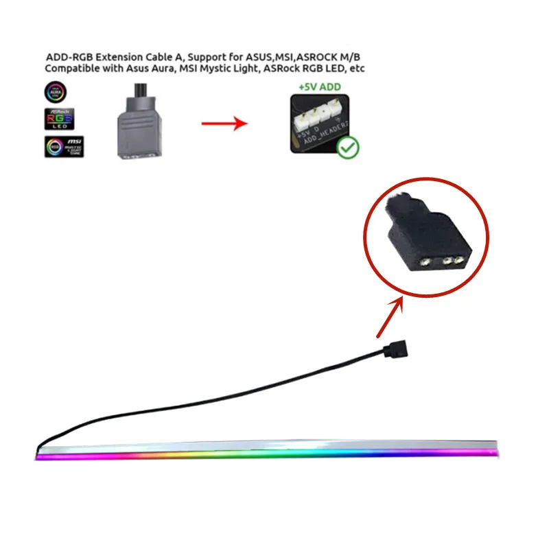 Imagem -03 - Neon Endereçável Rgb 16 Polegada Difuso Tira Conduzida para Aura Gigabyte Msi Místico Corsair Iluminação nó Pro Corsair Comandante Pro