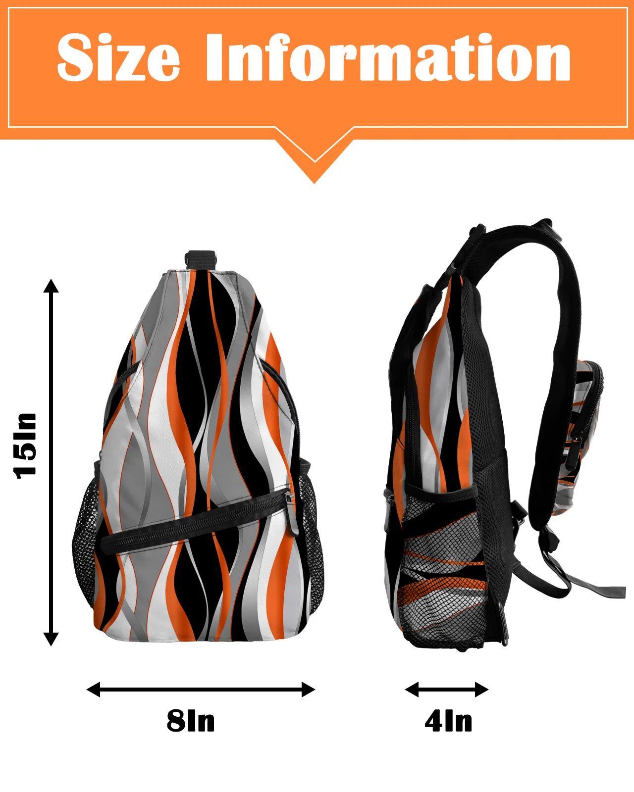 Bolso de pecho naranja degradado de líneas abstractas para mujeres y hombres, bolsos de mensajero impermeables, bolso cruzado de un hombro, bolso deportivo de viaje femenino