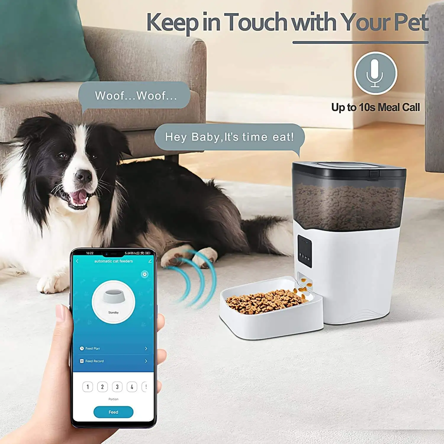 Push Button wifi  smart  Control Non-clogging Automatic Pet Feeder For Cat and Dog