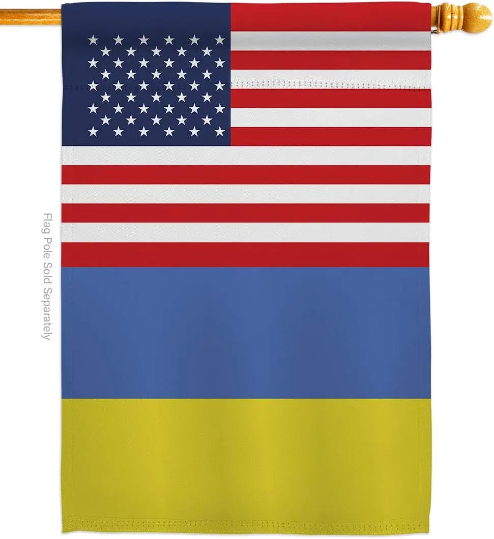 Ukraine US Friendship House Flag - Regional USA American Alliance World Country Particular Area - Decoration Banner Small Ga VVJ