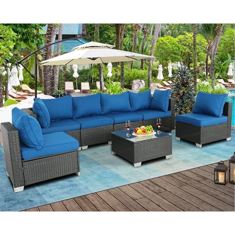 Patio Furniture Sets Outdoor Sectional PE Rattan Outdoor Furniture Patio Conversation Set with Cushions for Balcony Lawn