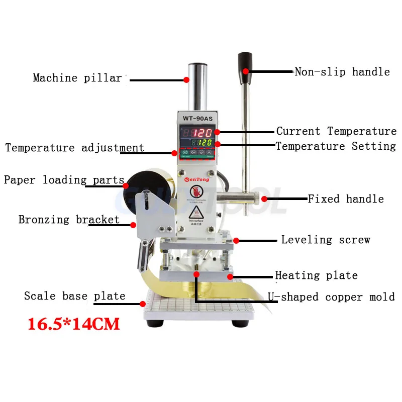 Digital Manual Hot Foil Stamping Machine Wood Leather Paper Branding Logo Marking Press Embossing Bronzing Machine