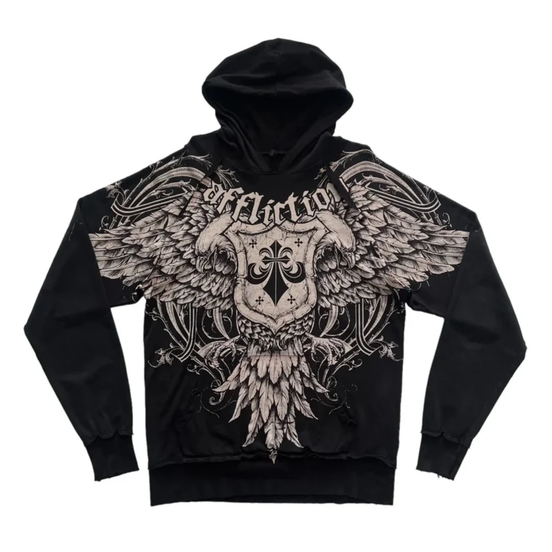 2000er Jahre Affliction Skull Print Pullover Hoodie America Gothic Harajuku Retro Hoodie Street Fashion Casual Hoodie
