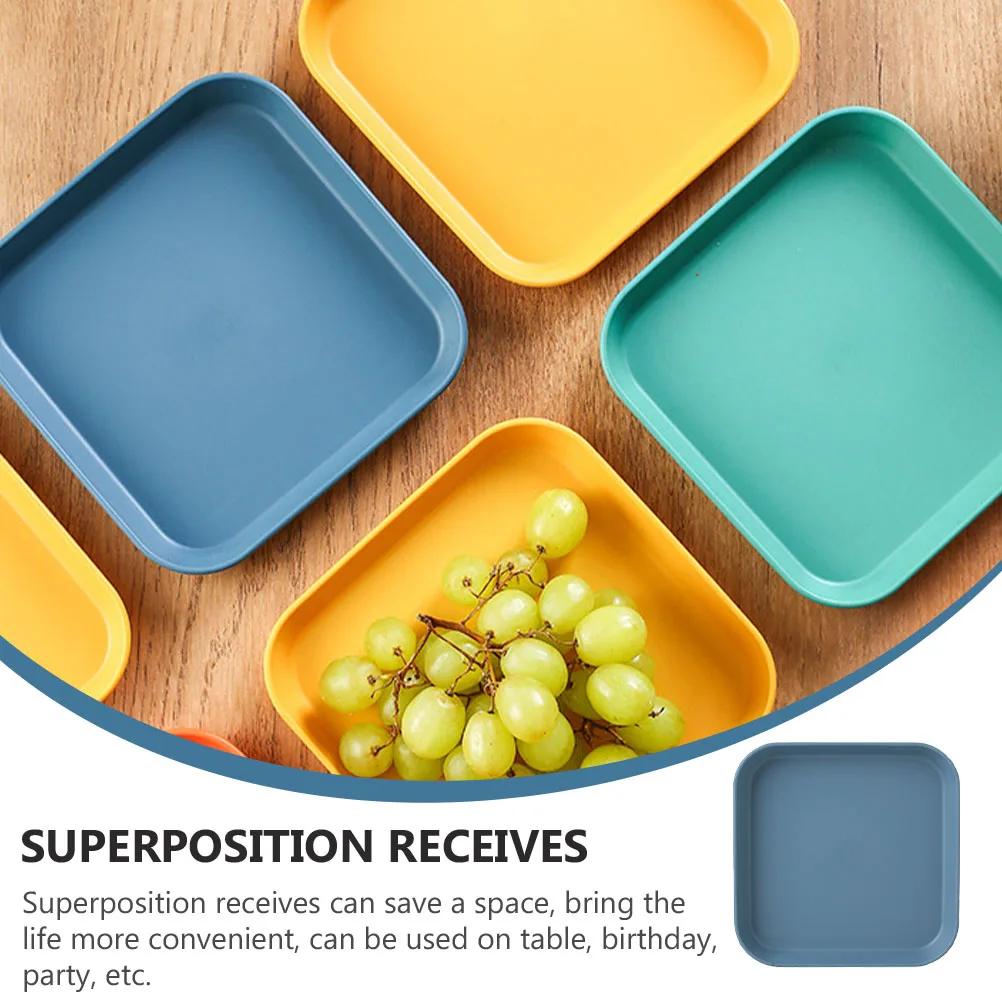 

8pcs Plastic Snack Dishes 6inch Square Multifunctional Food Plates Storage Discs for Cake Fruit Home Kitchen Party Use