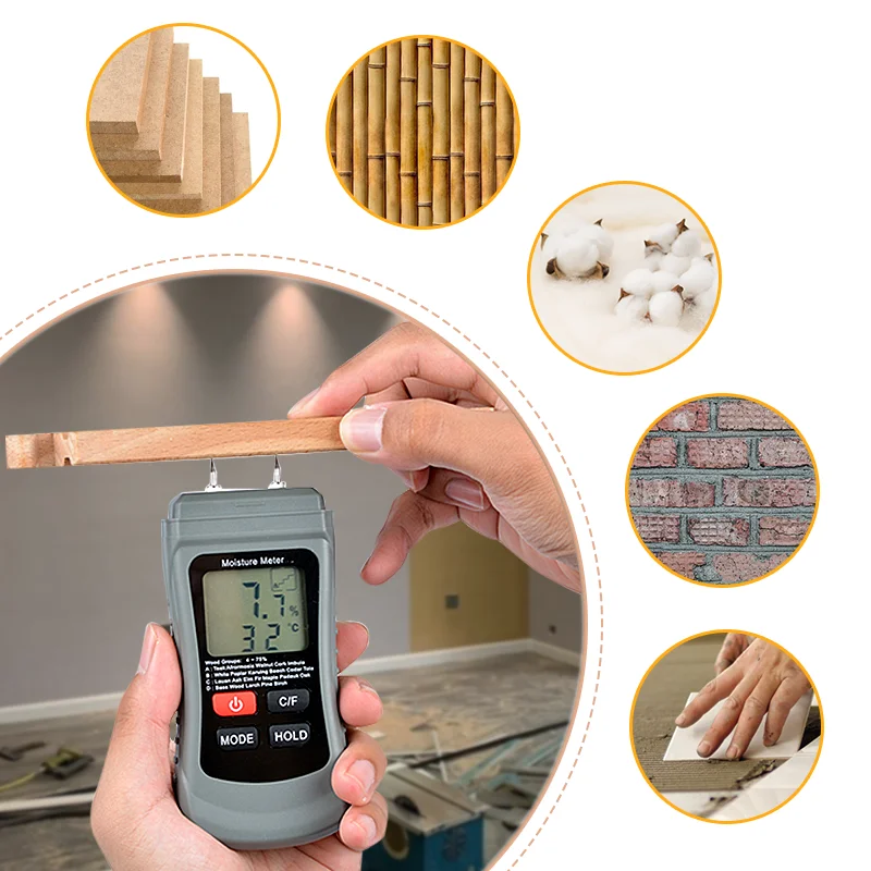 RCXAZ MT01Two Pins Digital Wood Moisture Meter Wood Humidity Tester Hygrometer Timber Damp Detector LCD Display Thermometer
