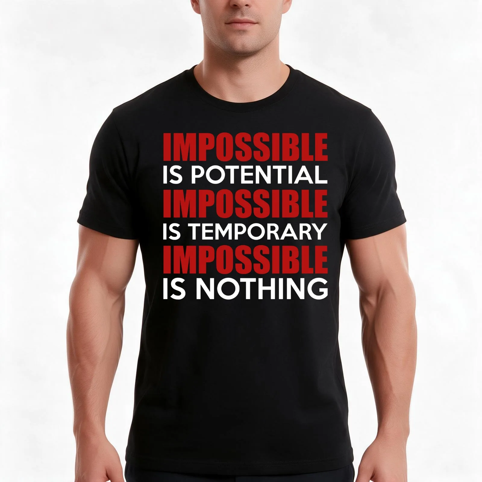 Impossible Is Nothing Quote T Shirt T-Shirt Summer Casual Cotton Tee, Unisex Men Women