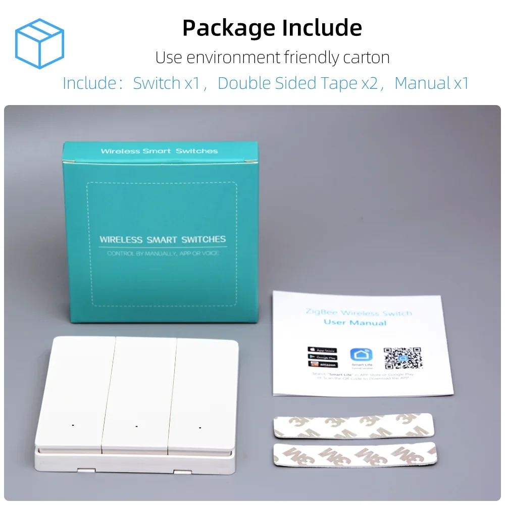 Tuya Zigbee Wireless Scene Switch Remote Control 1/2/3/4 Gang Black Grey Battery Powered Work With ZigBee2mqtt Home Assistant