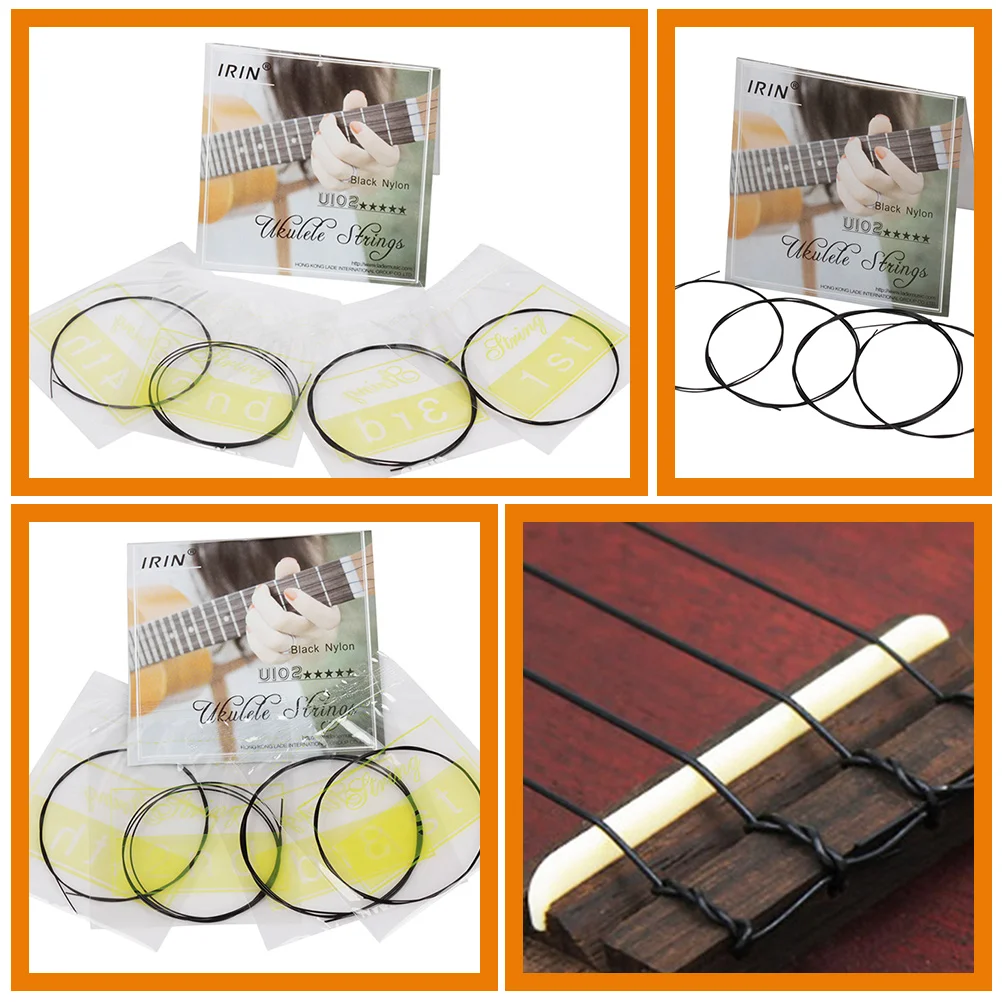 4 Pcs Ukulele Music Wire Replacement Irin Transparent Nylon Strings Instrument For