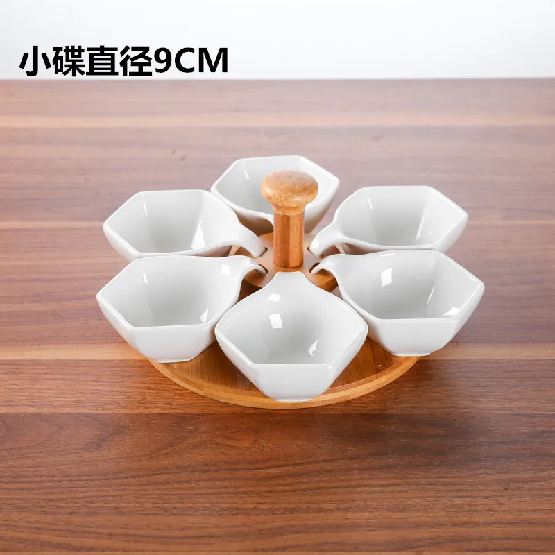 White Ceramics Partition Fruit Dish Household Platter Dried Multi-plate Bar KTV Living Room Snack